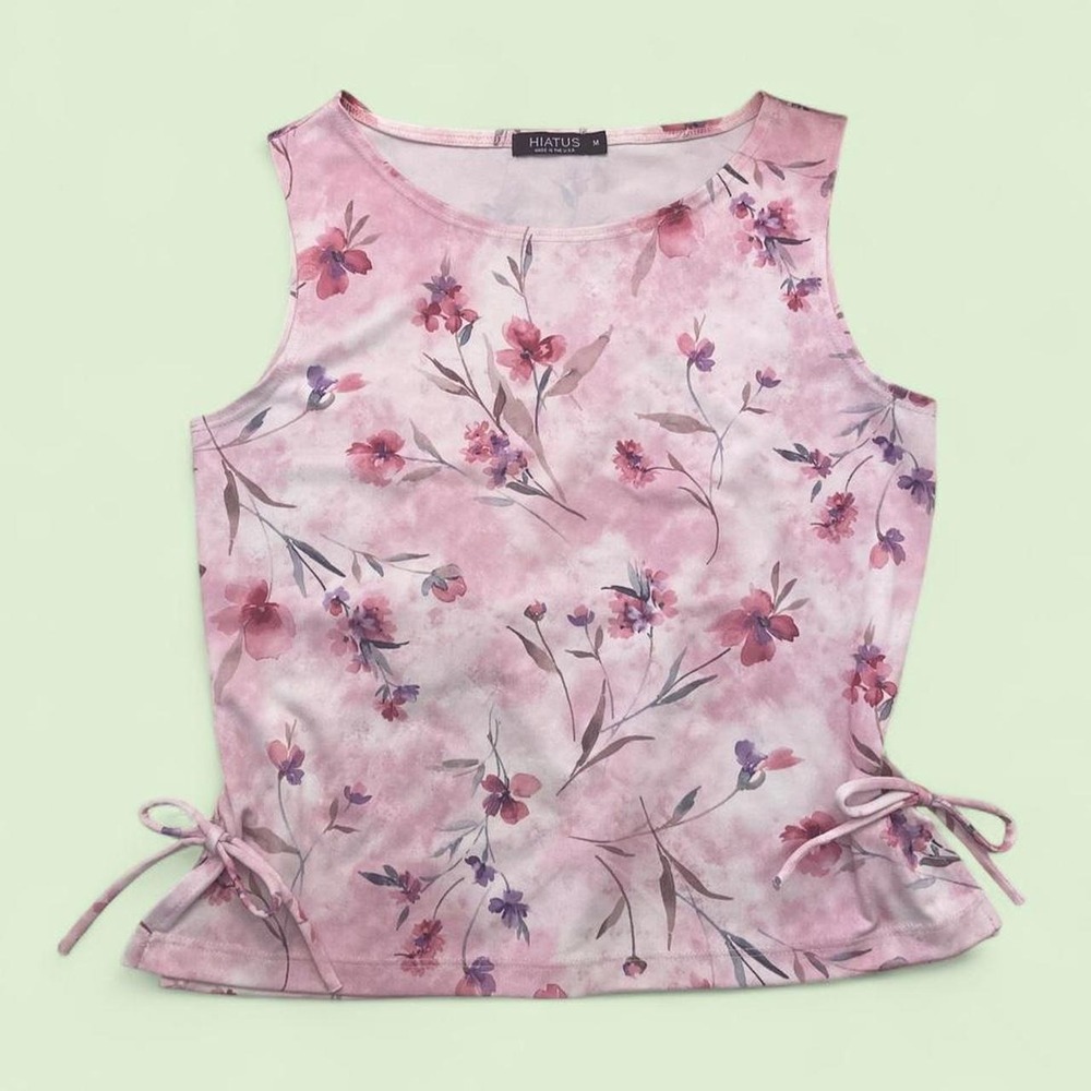 Y2K VTG PINK FLORAL SUMMER TOP